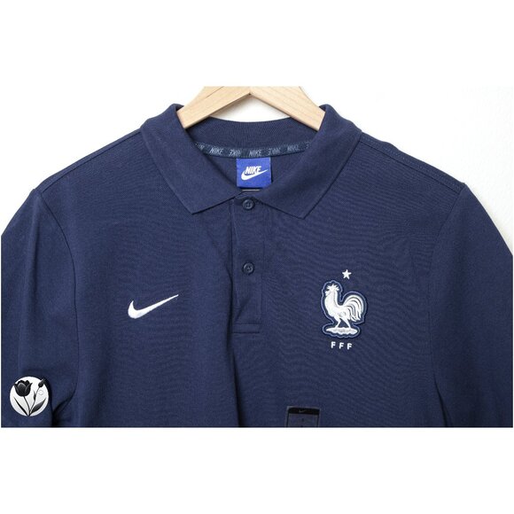 Men’s NWT Nike Polo S France National Team FFF Shirt Navy Blue Soccer World Cup - Picture 3 of 14